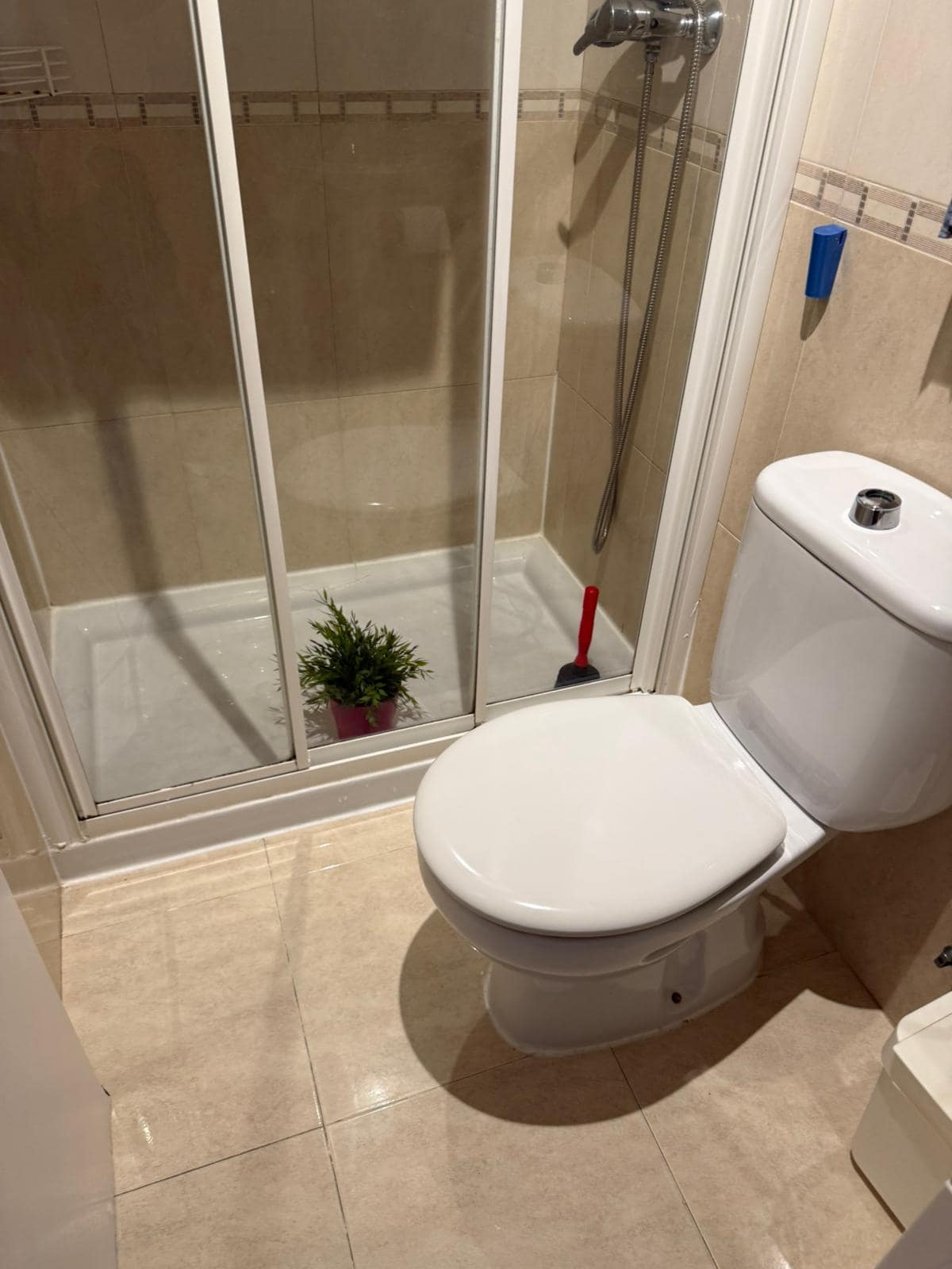 Baño limpio preparado para huéspedes en apartamento turístico San José