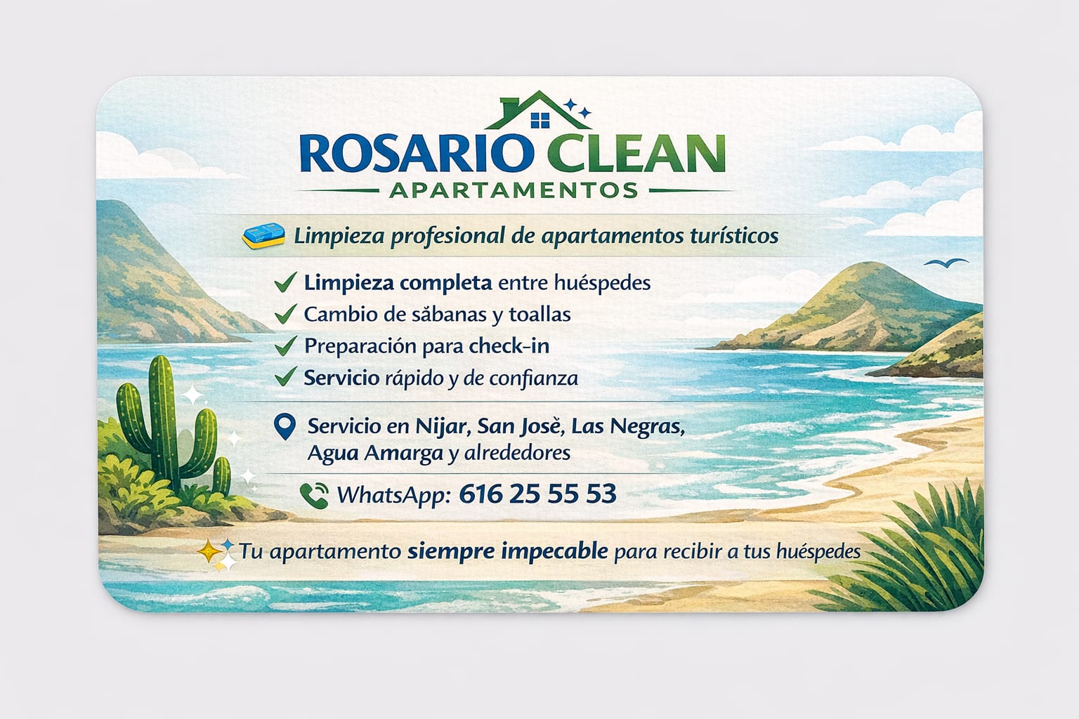 Rosario Clean Apartamentos · Servicio en Níjar, San José, Las Negras y Agua Amarga